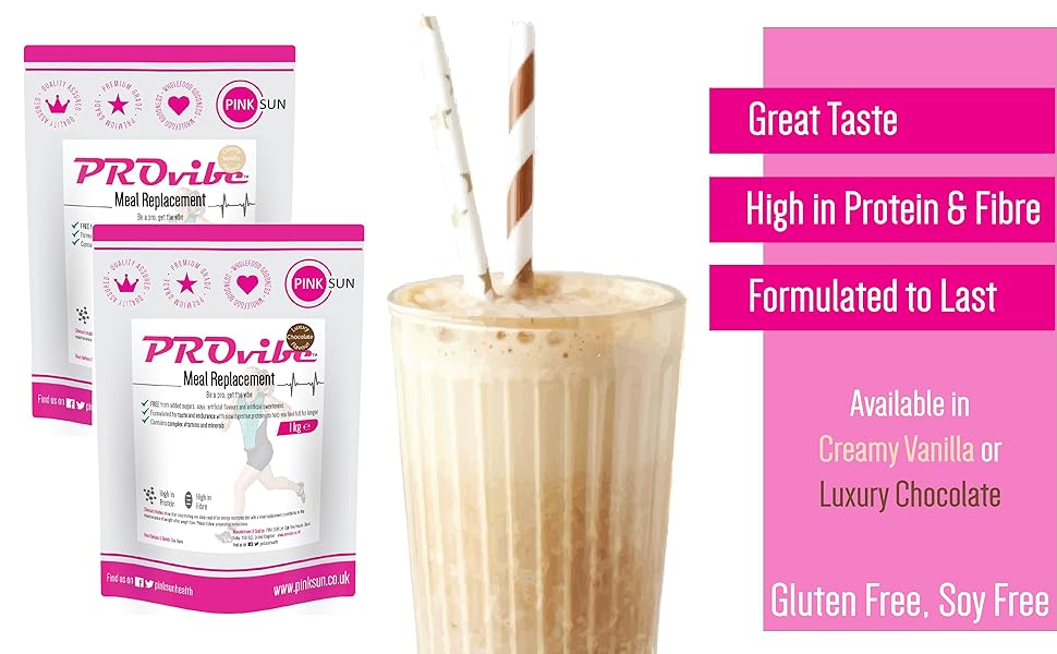 PINK SUN Diet Meal Replacement Shake Chocolate 1kg (or Vanilla) Soy