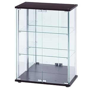 不二貿易　ガラスコレクションケース　ブラウン　3段　背面ミラー Amazon.co.jp: 不二貿易 コレクションケース フィギュアケース 3
