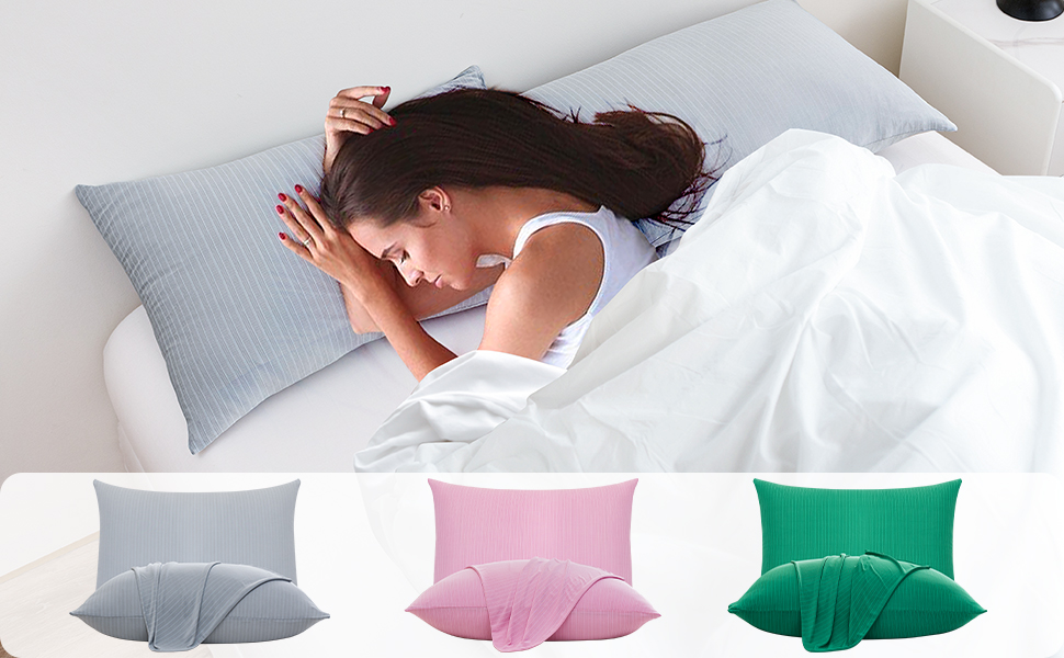 Cooling Pillow Cases 2 Pack, QMax 0.4 Cooling Pillowcases for Hot Sleepers, Cool