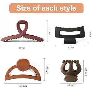 Multiple styles of hair clips