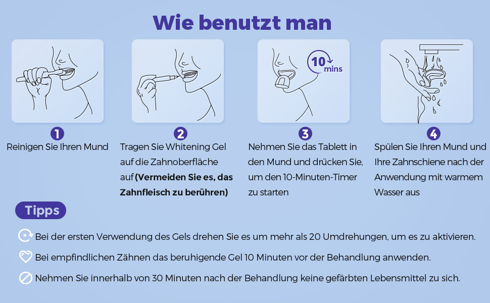 Use steps for teeth whitening