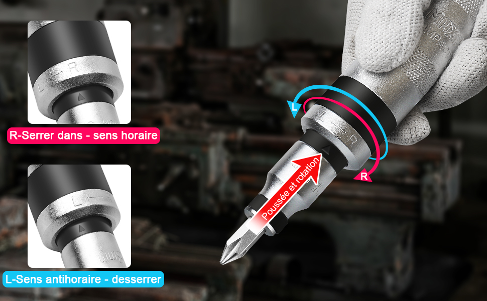 Tournevis A Frapper Professionnel 12 Pièces Tournevis à Frapper Avec Embouts Carrés Conducteurs 1/2 12 845