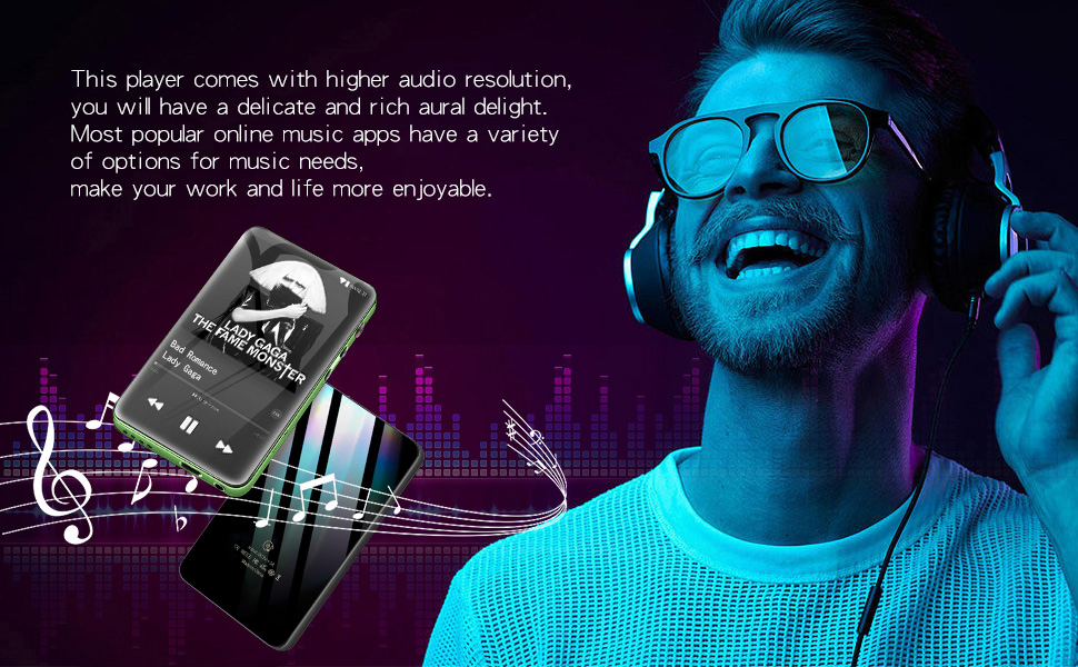 MYMAHDI MP3 Player with Bluetooth and WiFi up to 1TB, 4" Music player Touch Screen