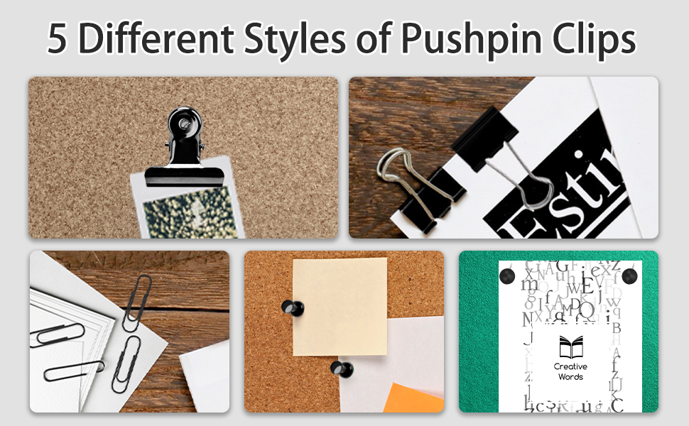 500 PCS Black Push Pins Clips Set, Catcan Black Thumb Tacks