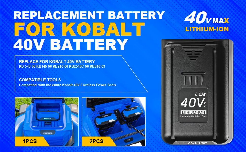 Amazon.com: POWITEC 40V 6.0Ah Replacement Battery for Kobalt 40V MAX ...