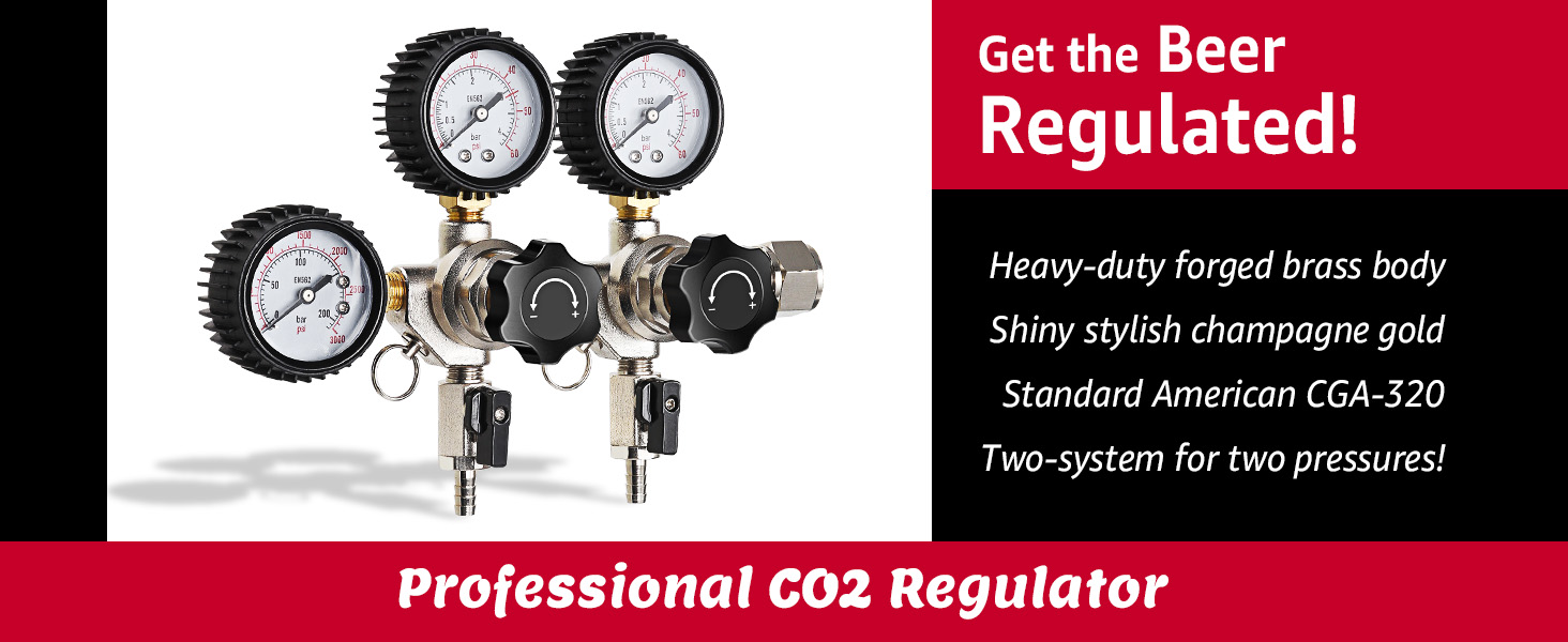 FERRODAY Two System CO2 Regulator Kegerator Regulator Heavy