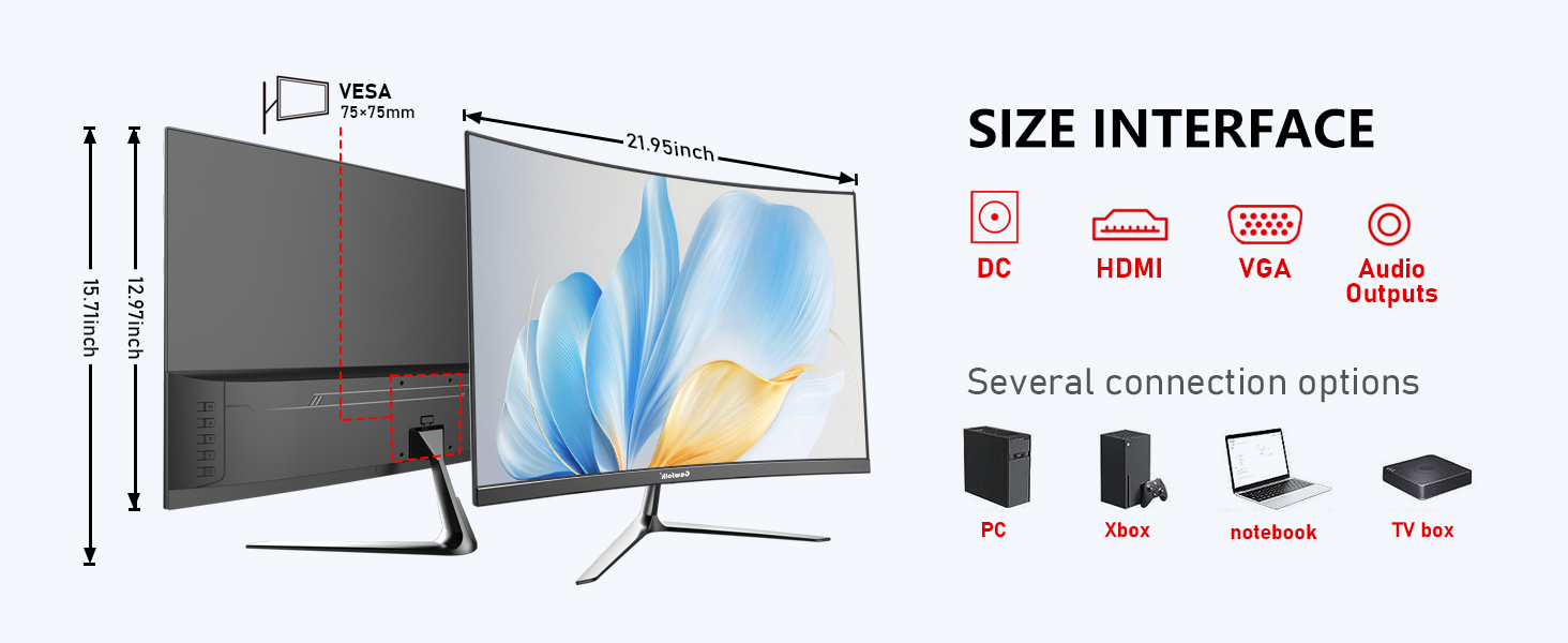 24.5 Inch Gaming Curved Monitor Built-in Speakers, 3000R 120Hz PC Screen Full HD 1080P