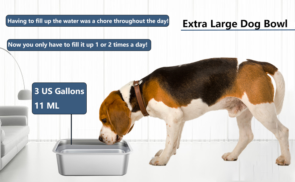Pet Supplies HZAKXIN 3 Gallons Extra Large Dog Water Bowl for Large
