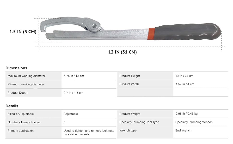 HAUTMEC Sink Strainer Lock Nut Wrench PL0038