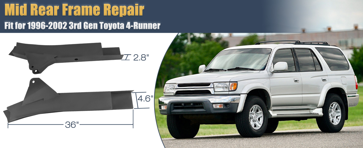 For 1996-2002 Toyota 4-Runner 3rd Gen Mid Rear Frame Rust Repair