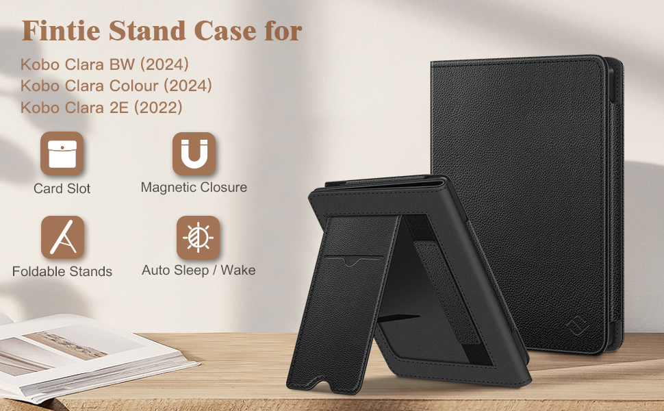 Kobo Clara BW Colour 2E 6 inch 2022 2024 case sleeve protector leather lightweight stand cover 