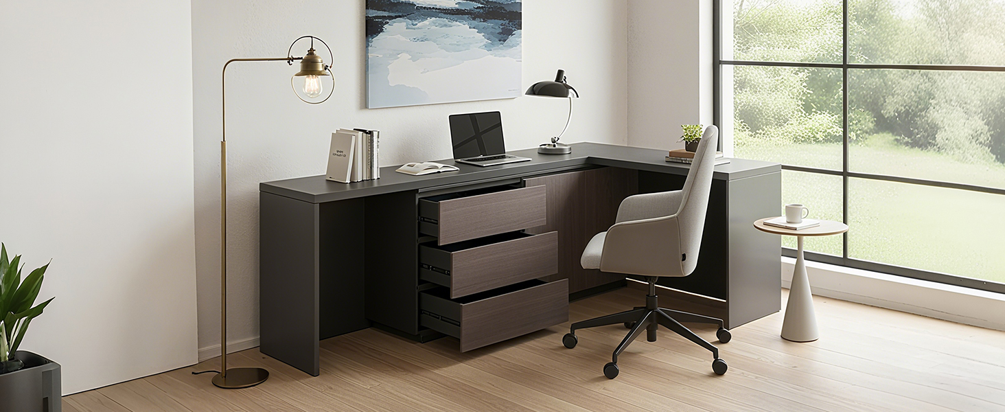 A spacious dual-seat desk