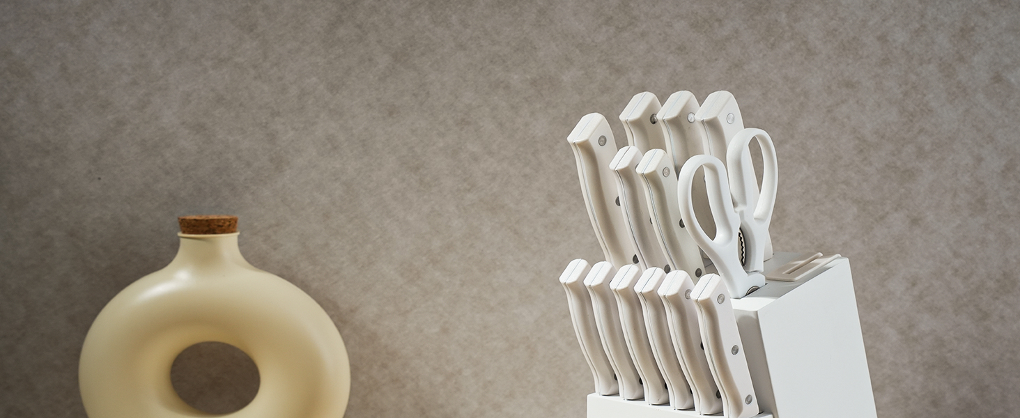 stainless steel knife set with block