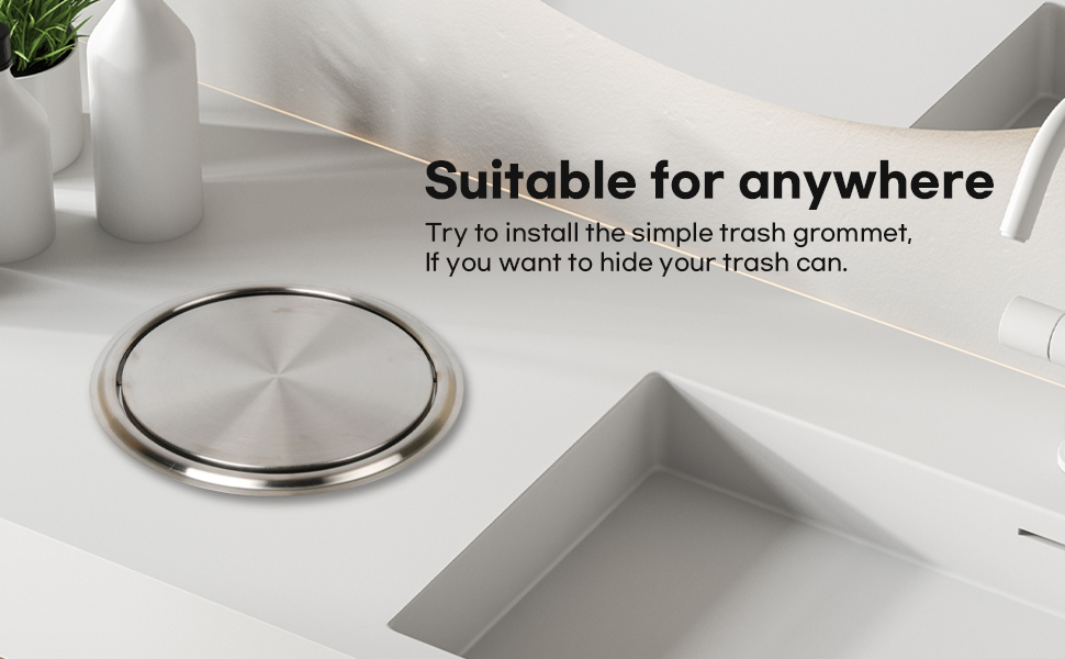 CLAIRLA Simple Trash Grommet for kitchen countertop with Auto Cover
