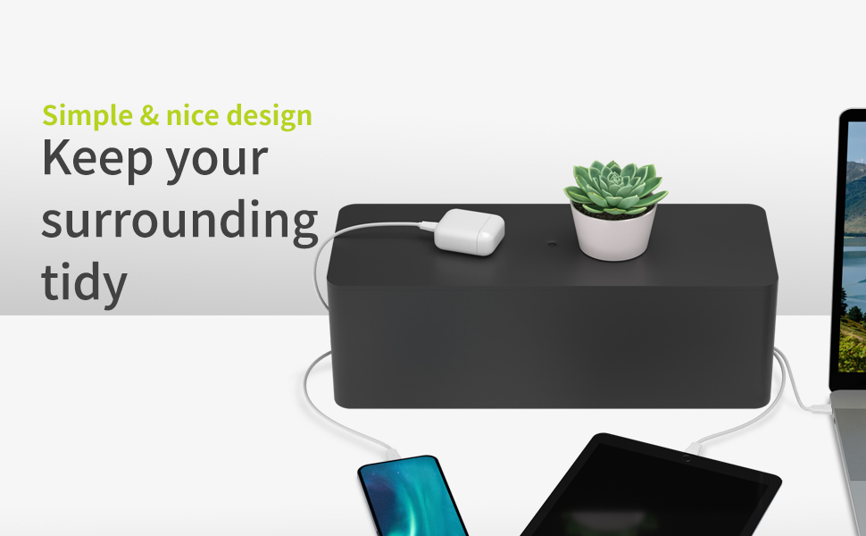 ACROPAQ Cable tidy box Keep your cable tidy, Large (41 x 13 x 16 cm