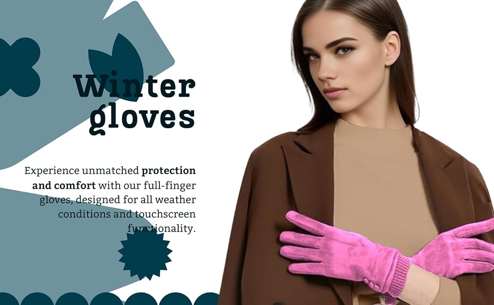 Women's winter gloves Cold weather gloves Suede gloves