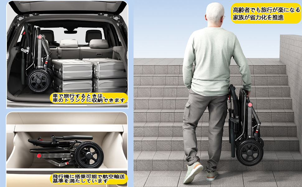 Amazon | 車椅子 介助用 折り畳み 車いす 軽量 コンパクト 自立