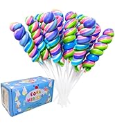 Rainbow Twisty & Swirl Lollipops 20pk, Mermaid Lollipops Candy Individually Wrapped Bulk, Mermaid...