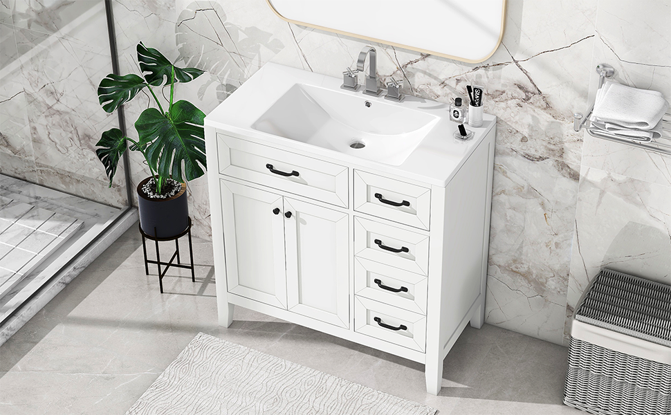 Gooamz 36 Inch Bathroom Vanity Without Top Sink, Modern
