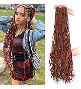 Leeven Ginger Soft Locs 30 Inch 7 Packs Copper Red New Distressed Faux Locs Crochet Hair Pre Loop...