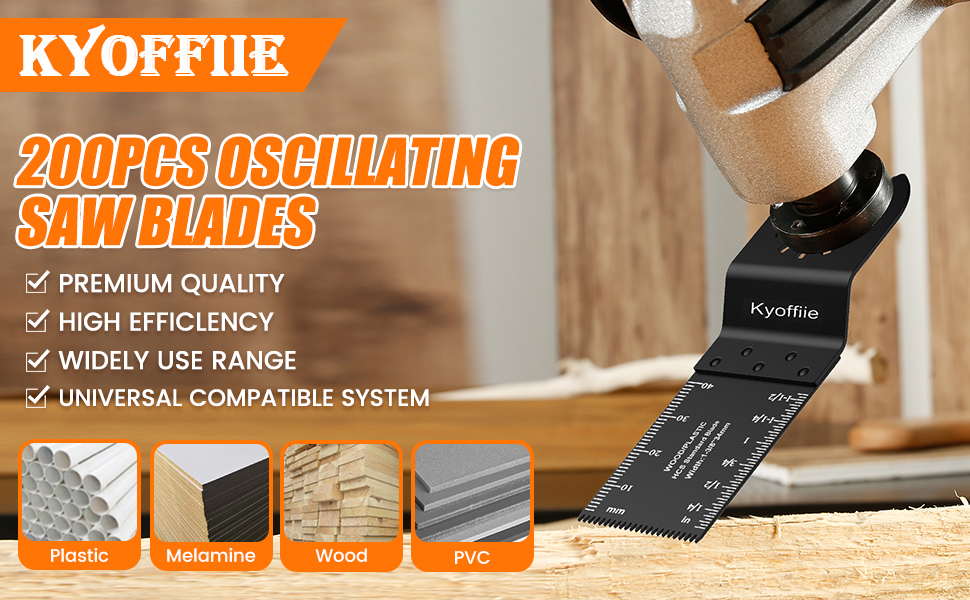 Kyoffiie 200Pcs Oscillating Saw Blades, 13/8" Quick Release Multi Tool