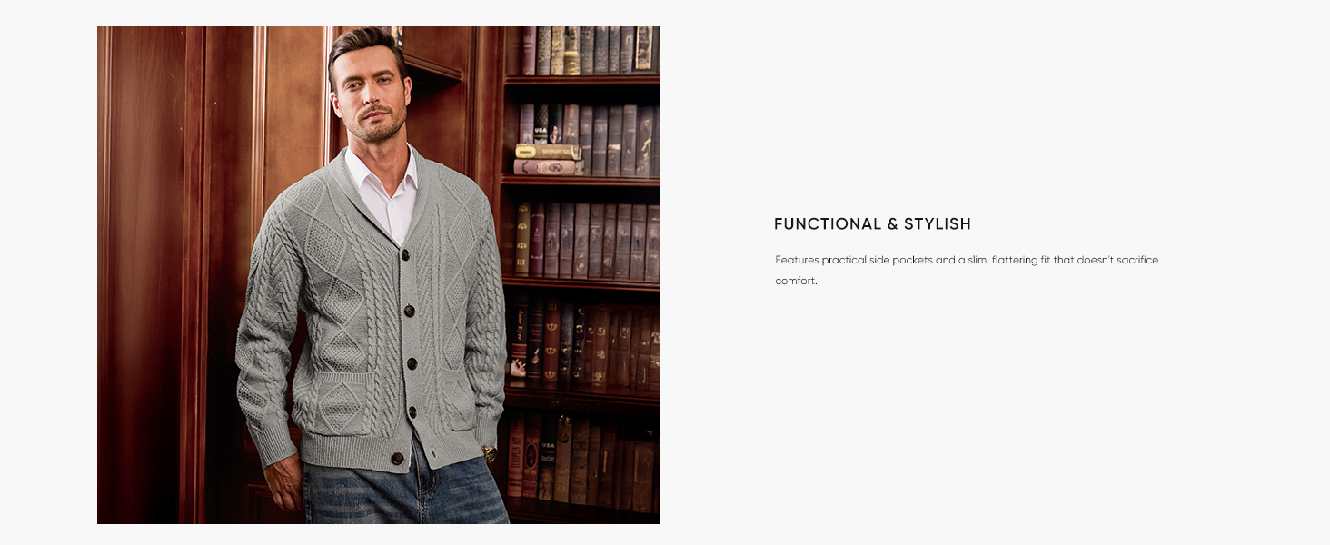 Wool Blend Shawl Collar Cardigan Sweater Christmas