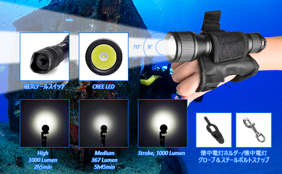 新品 水中ライト Orcatorch 1000ルーメン 150m 防水 Amazon.co.jp: ORCATORCH D550 Max 1000ルーメン ダイビング