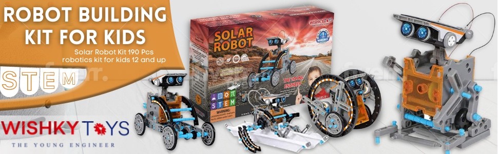 robot building kit, science kits for boys 8-12, kids science experiment, gift for boys, robot kit