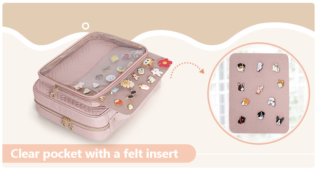 Amazon | Luxja 缶バッジ 収納 バッグ クリアポケット付き 缶