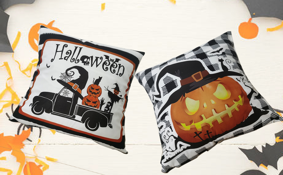 Halloween Throw Pillow Covers, 4 Pcs/Set Soft Fall Autumn Pillow Covers