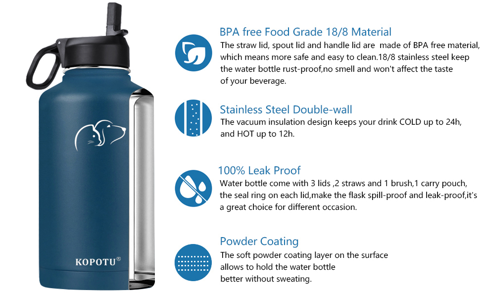 double wall vacuum insulated water bottle Cobalt