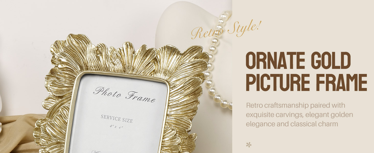 VAN GOGH ART Gold 4x4 Picture Frame, Vintage Gold Palm