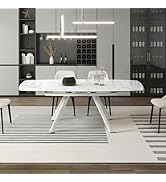 Extendable Dining Table for 6-8 Seat, 55.1'' to 82.7'' Sintered Stone Oval Kitchen Table, Modern ...