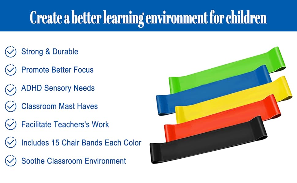 Chair Bands for Kids with Fidgety Feet,15 Pack Stretch