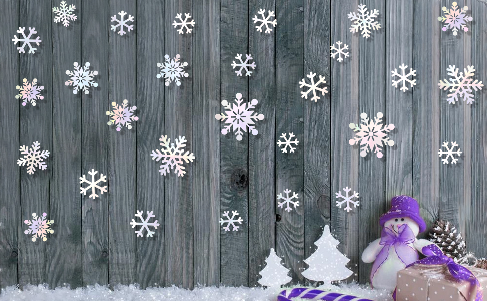 pinkblume 72pcs Snowflakes Decorations Iridescent White 3D