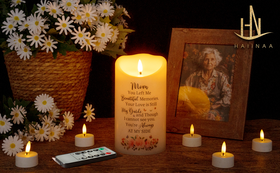 HN HAIINAA Flameless Memorial Candle, Real Wax LED Light