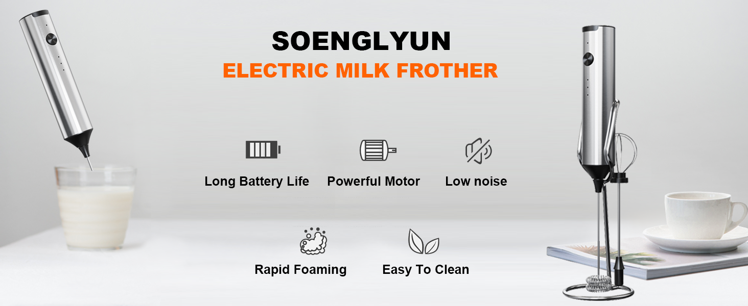 Rechargeable Milk Frother With 2 Heads
