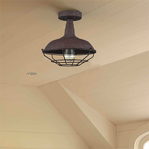 barn style semi flush mount caged ceiling light