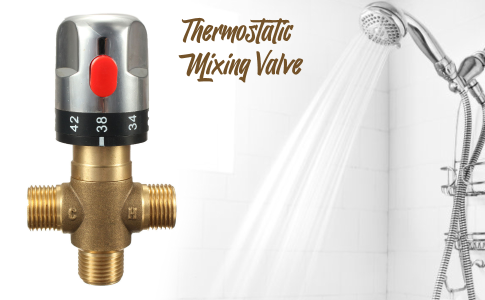 Solid Brass G1/2 Thermostatic Mixing Valve for Shower System Water