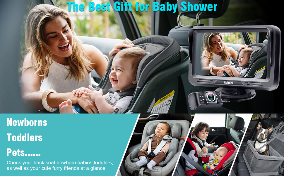 Rohent Baby Car Camera with Display HD 1080P Baby Car Mirror 5 Mins