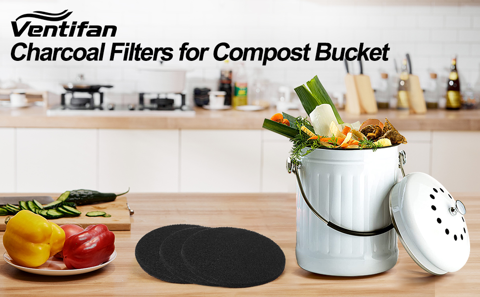 Compost Bin Kitchen Charcoal Filter 12 Pack, Extra Thick