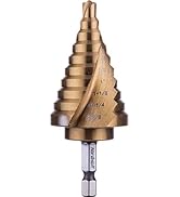 NordWolf HSS Titanium SAE Step Drill Bit, Spiral Groove Double Flute Multiple Hole Unibit for She...