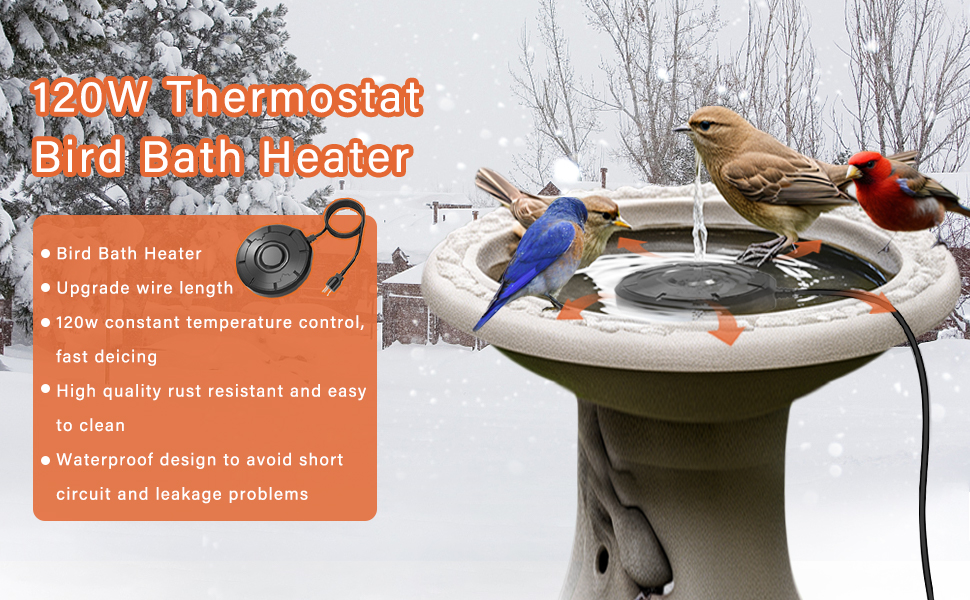 Cearktiy Bird Bath Heater,Birdbaths DeIcer,Birdbath Water Heater Deicer with