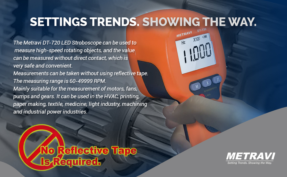 Metravi DT7202 LED Stroboscope for upto 6099999 RPM Noncontact