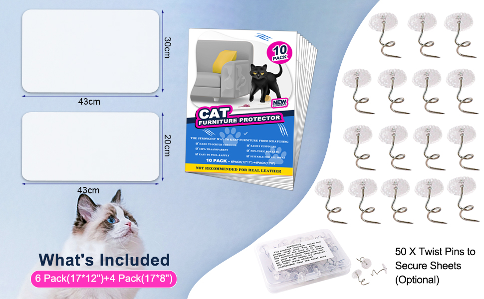 10 Pack Cat Scratch Protector, Couch Protector for Cats, Anti Cat