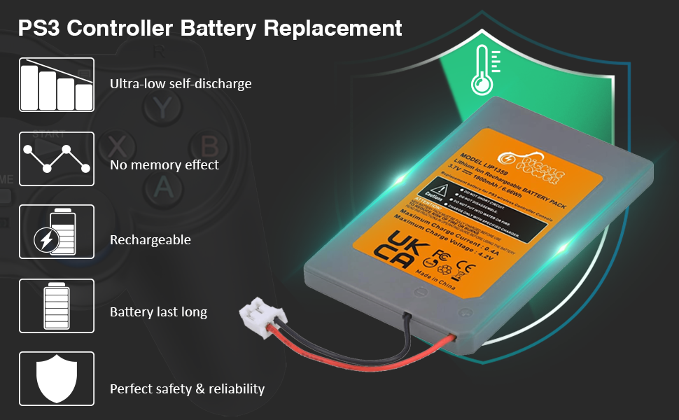 PS3 Controller Battery Replacement, Pickle Power 2 Pack LIP1359 Battery