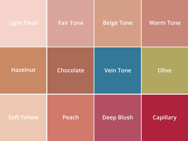 Flesh Tone Alcohol-Activated Palette, Tattoo Cover, Highly Pigmented Professional SFX Makeup