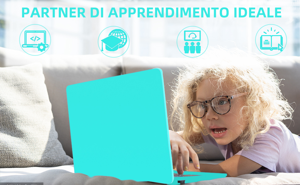 Rosa Bianco Nero Blu Laptop,  Computer portatile per bambini computer portatile dello studente