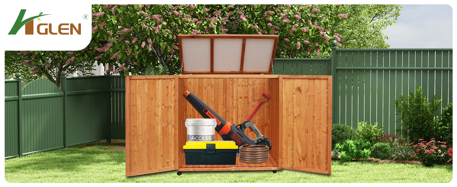 YTGLEN 4x2 FT Wooden Outdoor Trash Can with Lid