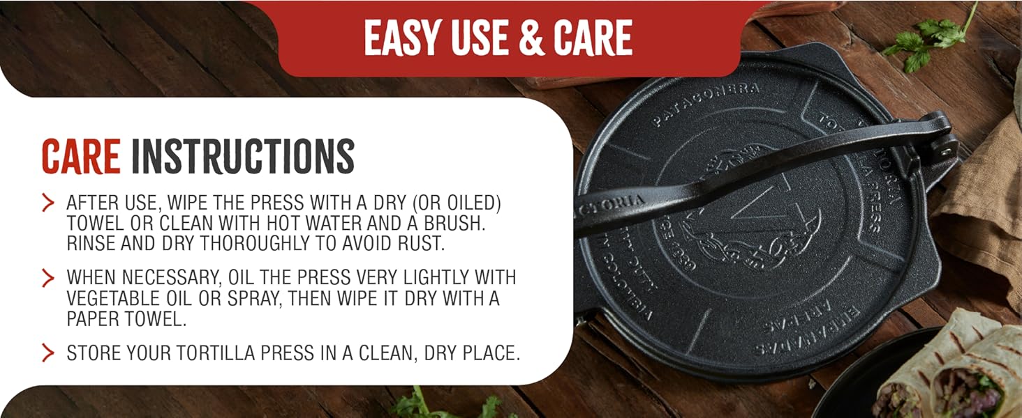 A close-up of a tortilla-maker press